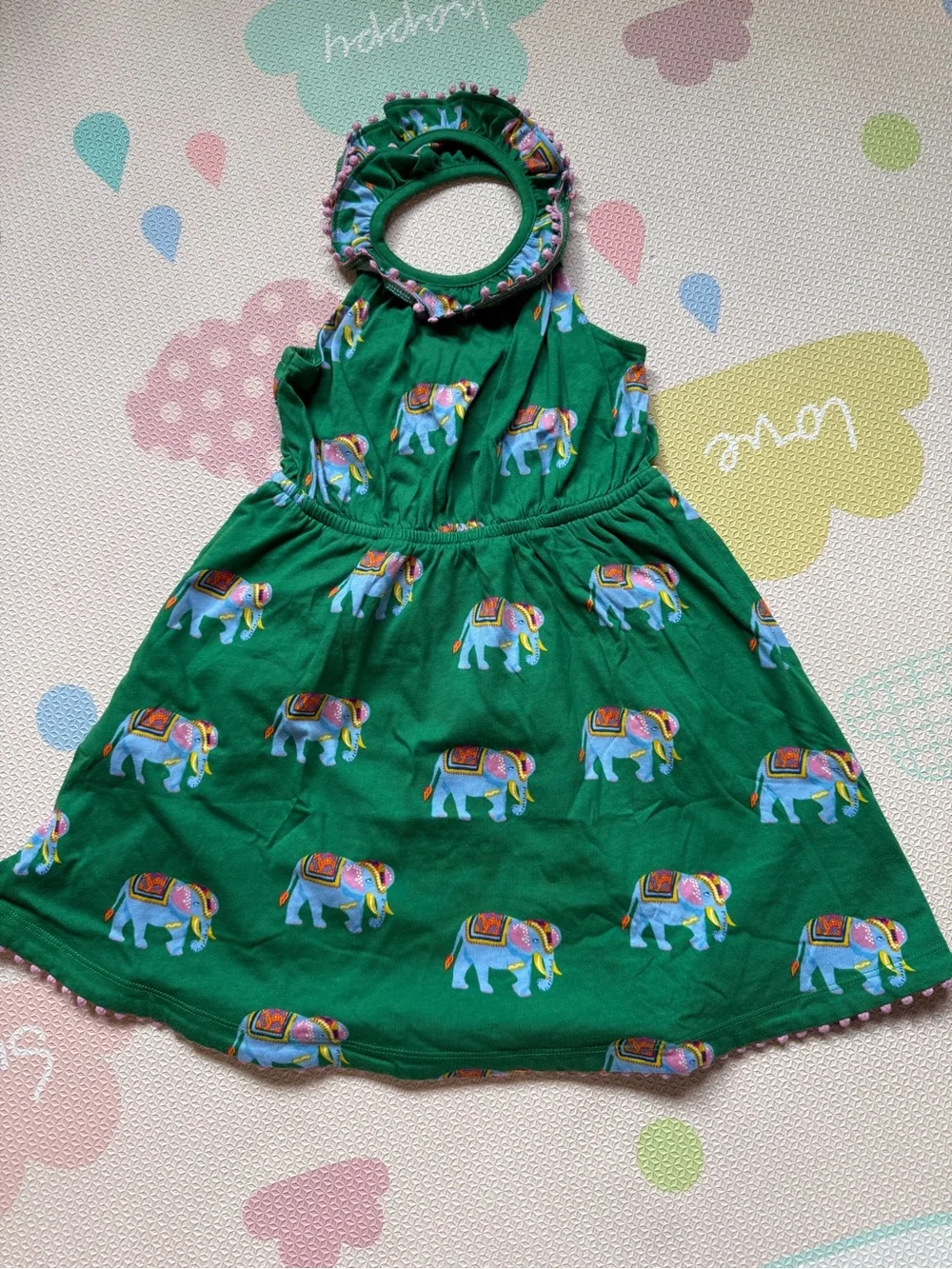 Mini Boden Green Elephant Print Dress